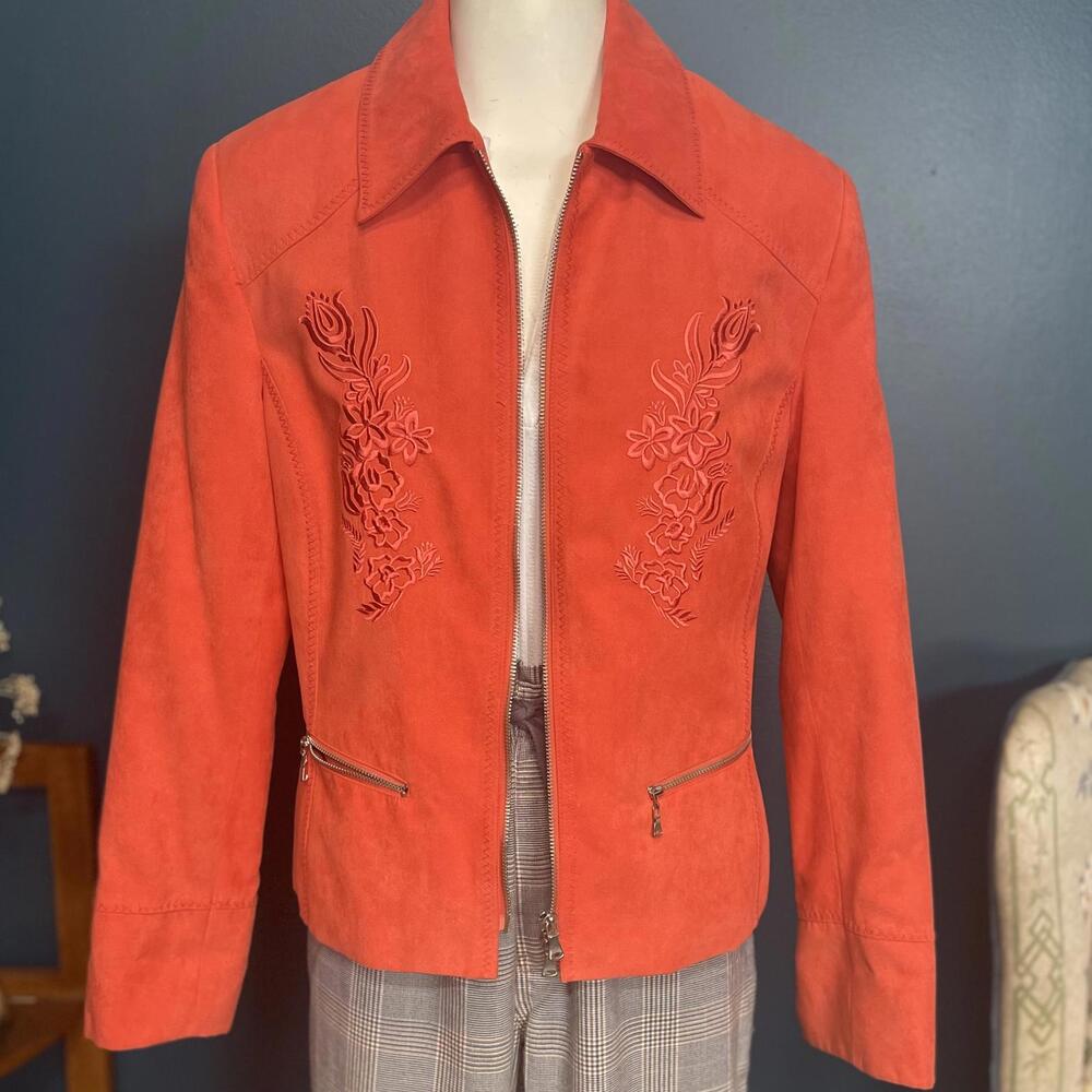 NWOT Vintage Concepts Conrad C Embroidered Faux Suede Coatigan size 10 (S/M)